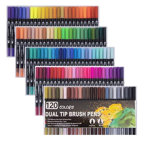 120 Colores Marcadores Plumones Punta De Pincel Dual Brush